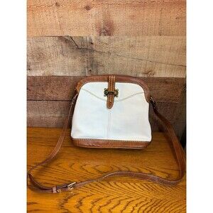 Vintage B.O.C. Born Concept Purse Adjustable Crossbody White Brown Bag